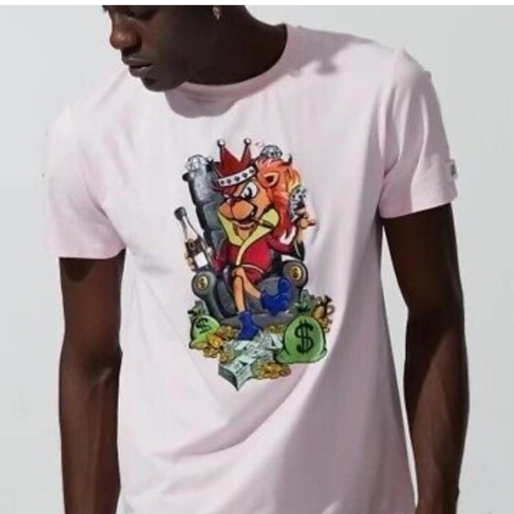 Men's Fifth Loop King Lion baby pink graphic tee shirt sz xxl